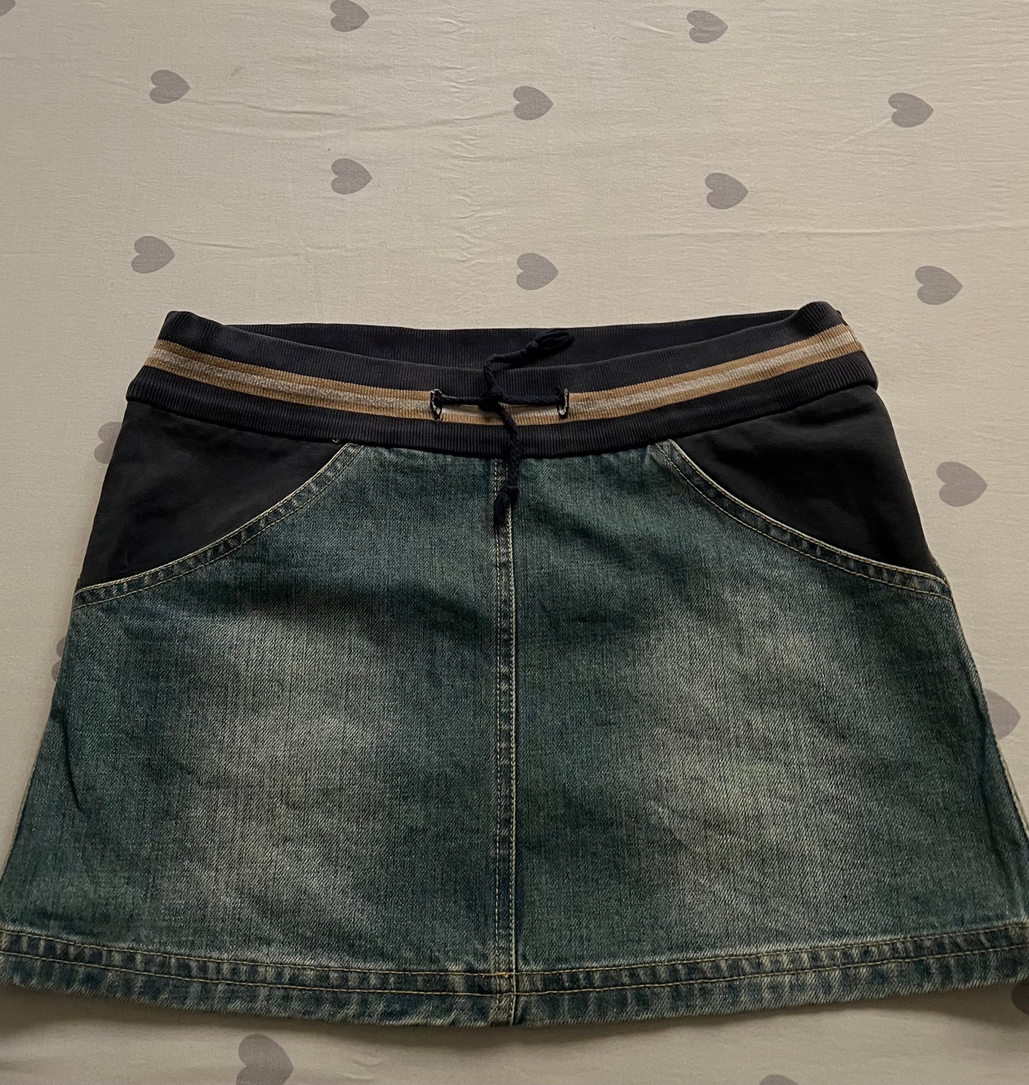 Reworked denim mini