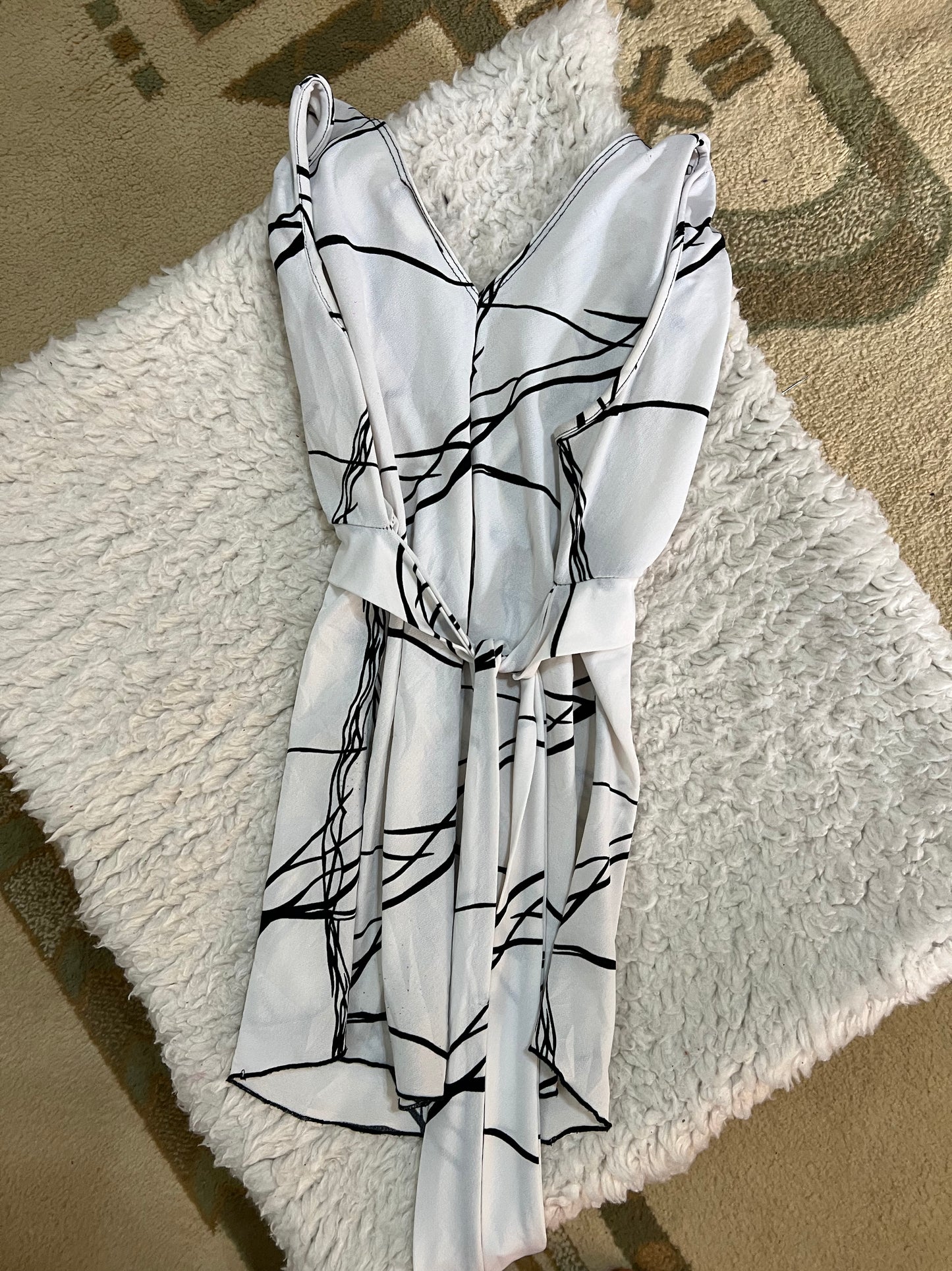 Abstract Monochrome Tie-Waist Top