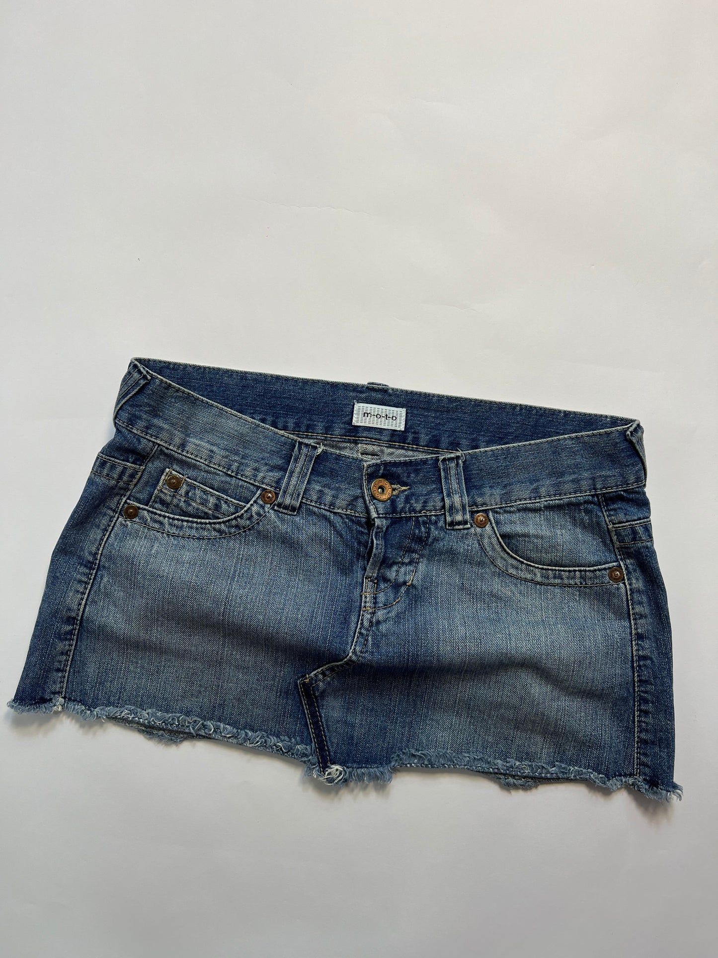 Distressed Denim Micro Mini Skirt