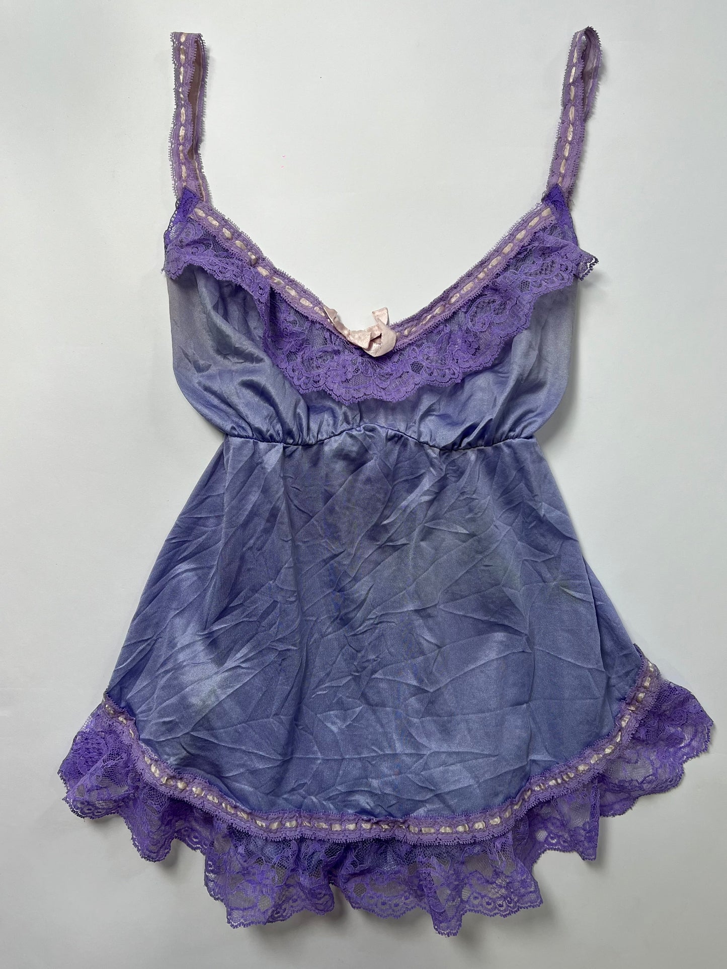 Lavender Tie-Back Lace trim Ruffle Cami