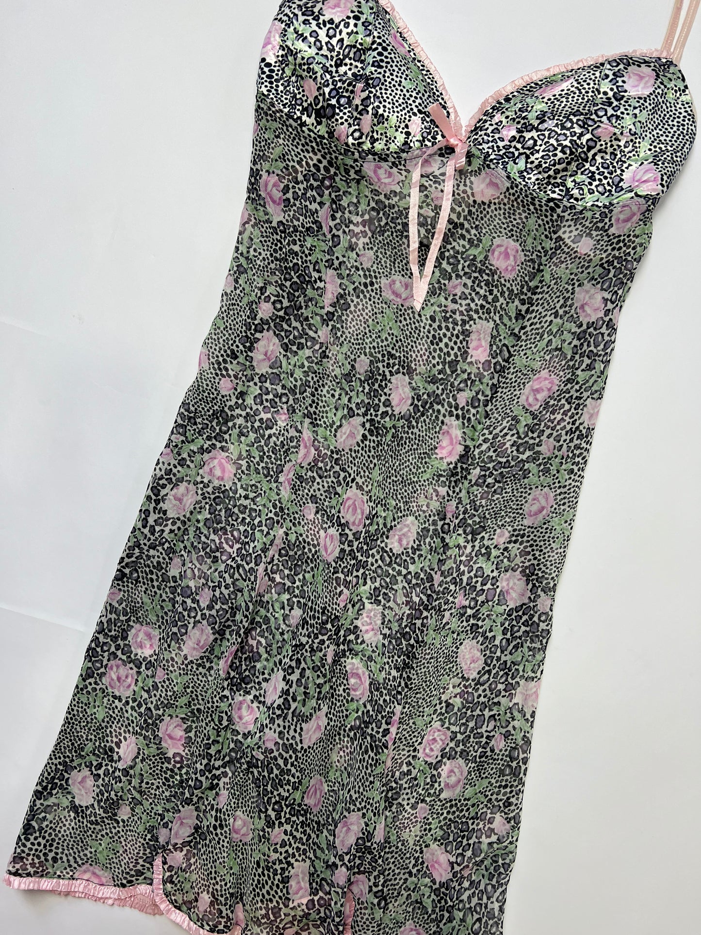 Vintage Floral Leopard Slip Dress