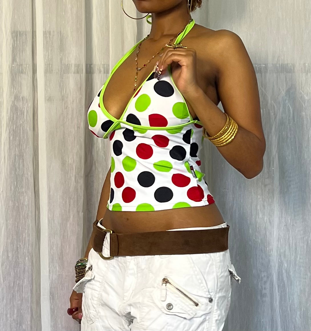 Red Green Black Polka Dot Tankini